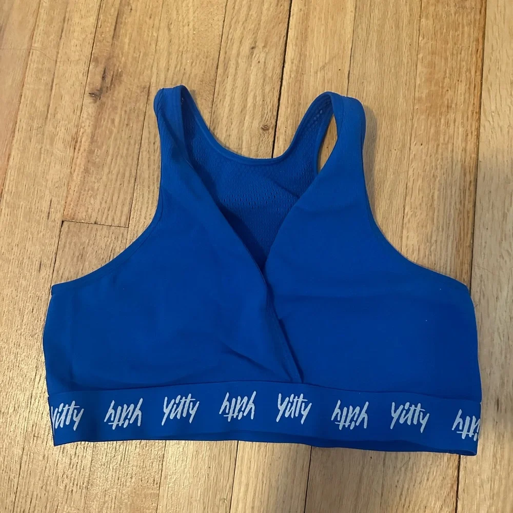 YITTY Royal Blue Leggings, Bike Shorts & Sports Bra Set